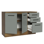 Gabinete Bajo Multiuso 120 cm 2 Puertas 3 Cajones Marrón/Gris Madesa