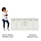 Kit 2 Gabinetes Bajos Multiuso 200 cm 4 Puertas 3 Cajones Blanco Agata Madesa