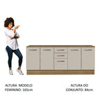 Kit 2 Gabinetes Bajos Multiuso 200 cm 4 Puertas 3 Cajones Marrón/Crema Agata Madesa