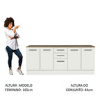 Kit 2 Gabinetes Bajos Multiuso 200 cm 4 Puertas 3 Cajones Blanco/Marrón Agata Madesa