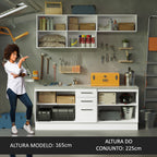 Kit 2 Gabinetes Bajos 2 Gabinetes Superiores 200 cm Blanco Agata Madesa