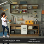 Kit 2 Gabinetes Bajos 2 Gabinetes Superiores 200 cm Marrón/Blanco Agata Madesa