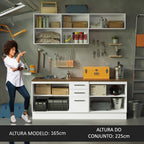 Kit 2 Gabinetes Bajos 2 Gabinetes Superiores 200 cm Blanco/Marrón Agata Madesa