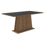 Juego de Comedor Mesa con Encimera de Madera con 4 Sillas Marrón/Negro/Oxford Flavia