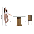 Conjunto de Comedor con Encimera Vidrio Circular 4 Sillas Marrón/Beige Paula Madesa