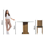 Conjunto de Comedor con Encimera Vidrio Circular 4 Sillas Marrón/Negro Paula Madesa
