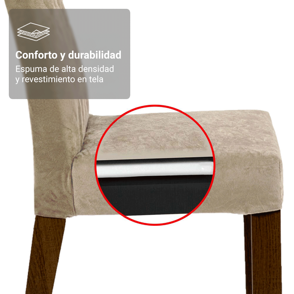 Juego de Comedor Mesa con Encimera de Vidrio 4 Sillas Marrón/Crema/Imperial Anaju