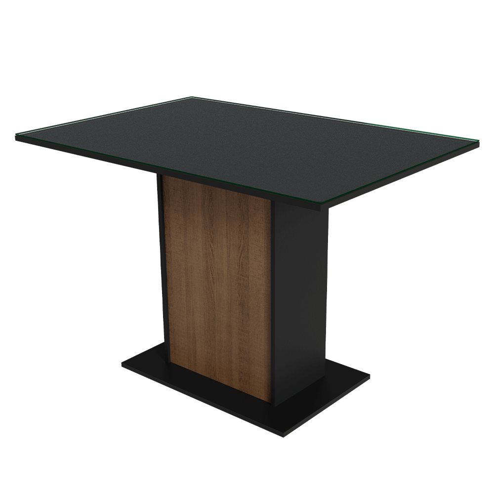 Juego de Comedor Mesa con Encimera de Vidrio 4 Sillas Negro/Marrón Martina