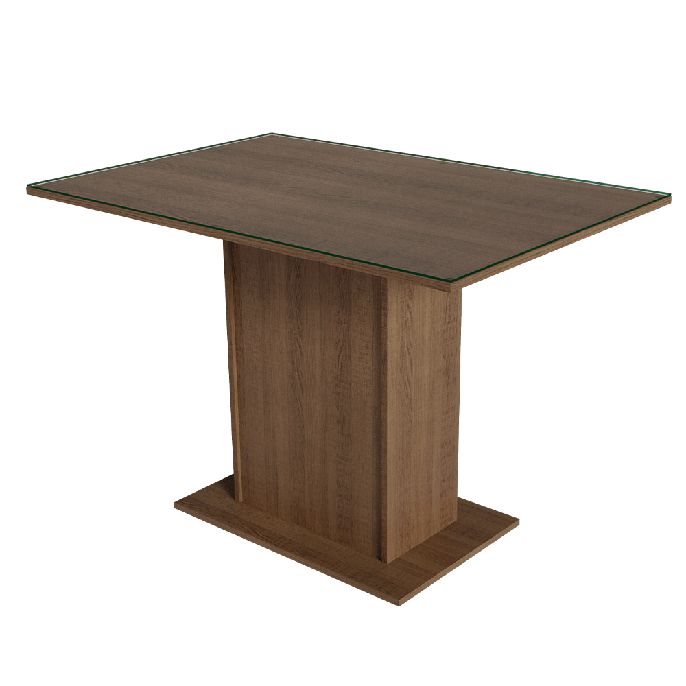 Juego de Comedor Mesa con Encimera de Vidrio 4 Sillas Marrón/Beige Camelia