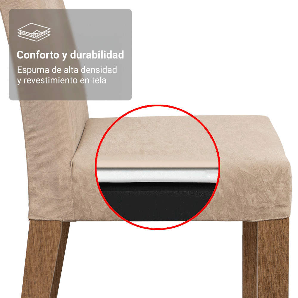 Conjunto de Comedor con Encimera Vidrio 4 Sillas Marrón/Imperial Zion Madesa