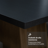 Conjunto Comedor Mesa Encimera de Madera con 6 Sillas Negro/Marrón/Sintético Negro Medelin
