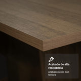 Juego de Comedor Analu Mesa con Encimera de Madera y 6 Sillas Marrón/Negro