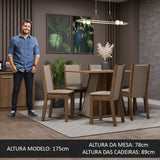 Juego de Comedor Mesa Encimera de Madera 6 Sillas Marrón/Crema/Beige Wendy