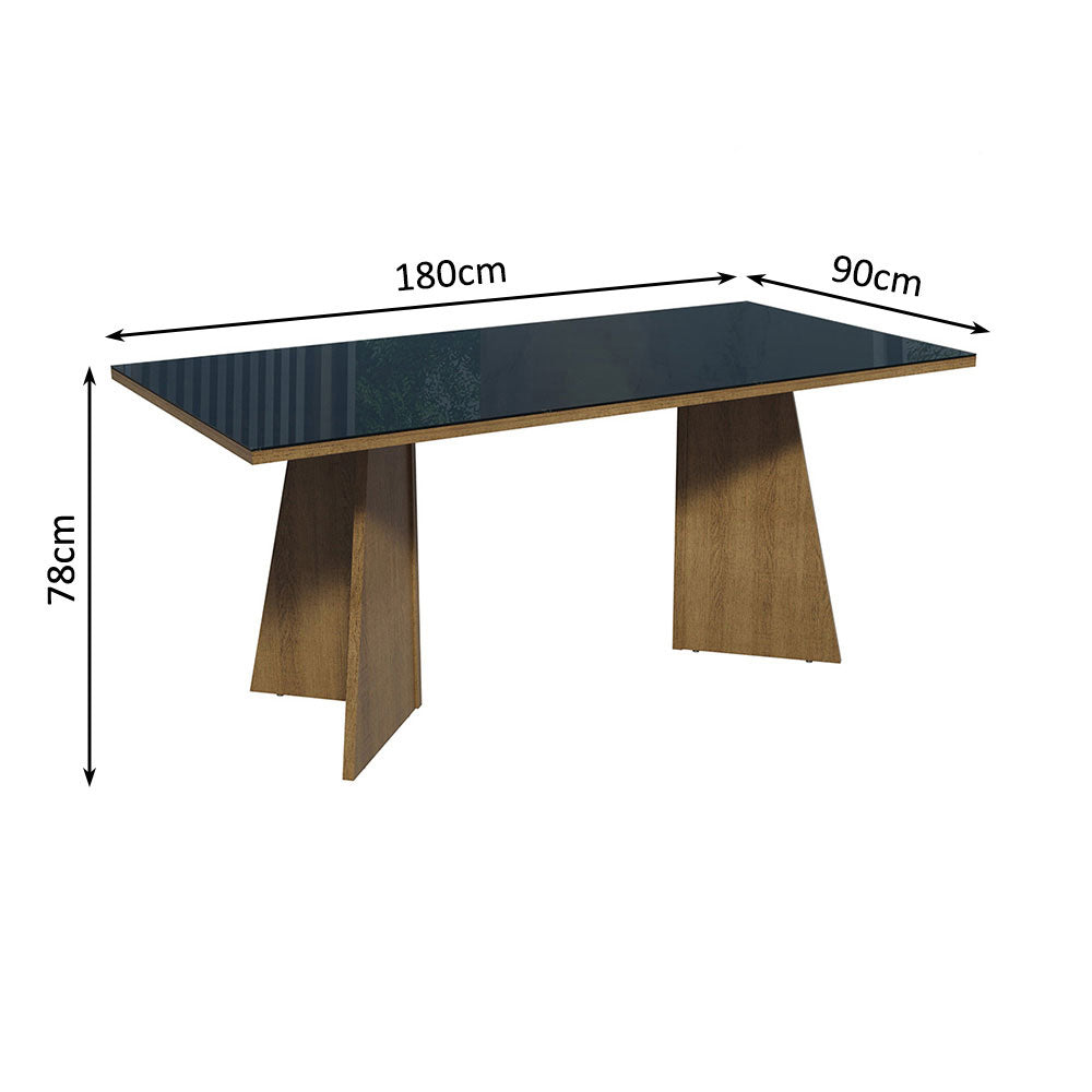 Conjunto de Comedor con Encimera Vidrio 6 Sillas Marrón/Negro/Silver Marissa Madesa