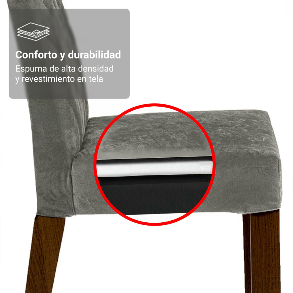 Juego de Comedor con Encimera de Madera 6 Sillas Marrón/Silver Allegro