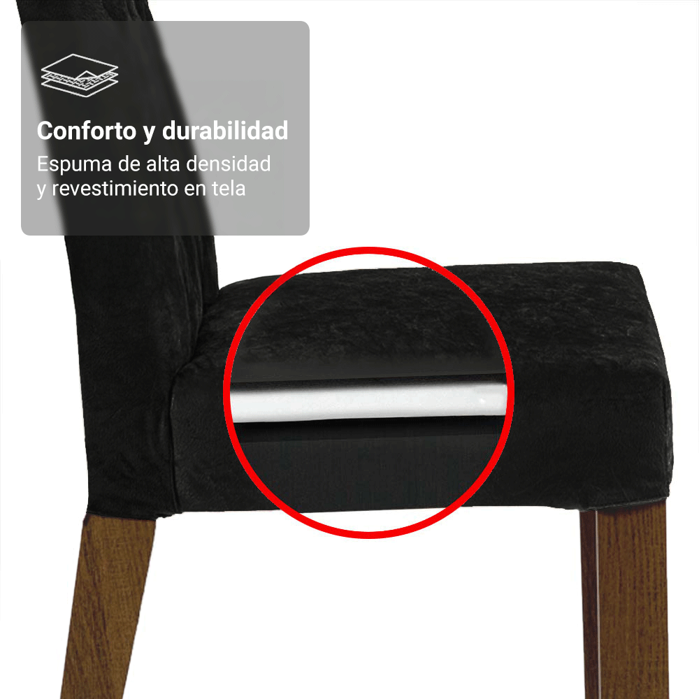 Conjunto de Comedor Encimera de Vidrio 6 Sillas Marrón/Oxford Sintra Madesa