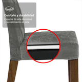 Conjunto de Comedor Encimera de Vidrio 6 Sillas Marrón/Silver Sintra Madesa