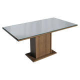 Conjunto de Comedor Encimera de Vidrio 6 Sillas Marrón/Gris/Silver Dália Madesa