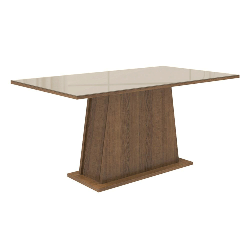 Conjunto de Comedor Encimera de Vidrio 6 Sillas Marrón/Crema/Imperial Tulipa Madesa