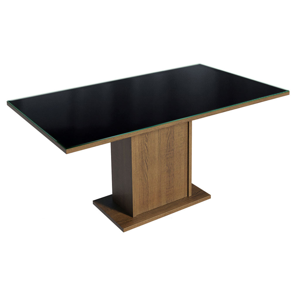 Conjunto de Comedor Encimera de Vidrio 6 Sillas Marrón/Negro/Oxford Azaleia Madesa