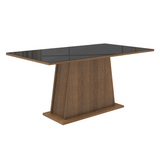 Conjunto de Comedor Encimera de Vidrio 6 Sillas Marrón/Negro/Oxford Peônia Madesa