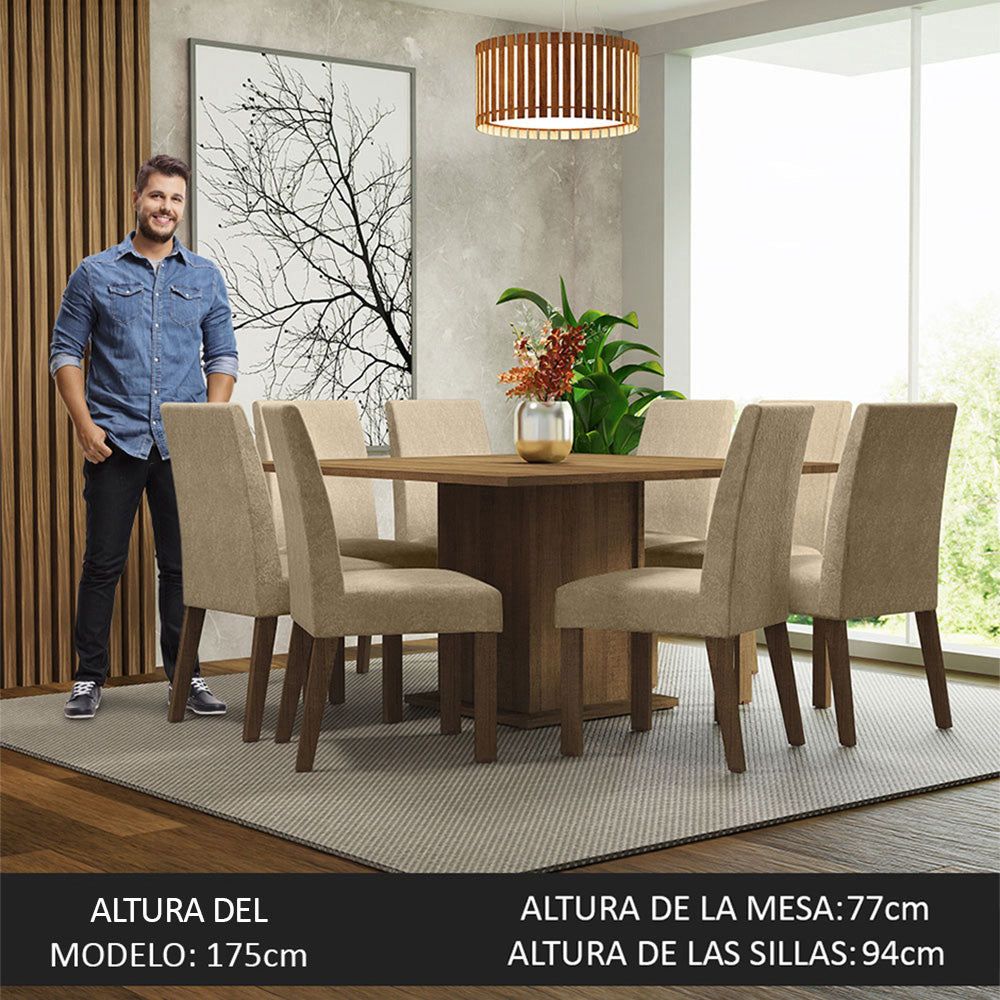 Juego de Comedor Mesa Encimera de Madera 8 Sillas Marrón/Imperial Doris