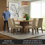 Juego de Comedor Mesa Encimera de Madera 8 Sillas Marrón/Imperial Doris