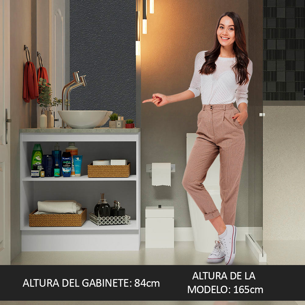 Armario para Baño de 80cm 2 Puertas Blanco