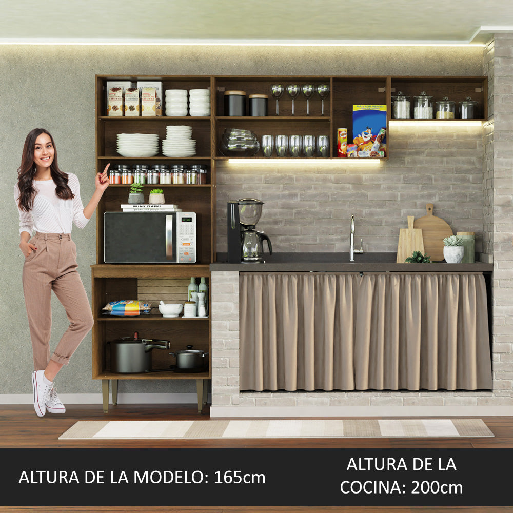 Cocina Compacta 235 cm Marrón/Crema Madesa