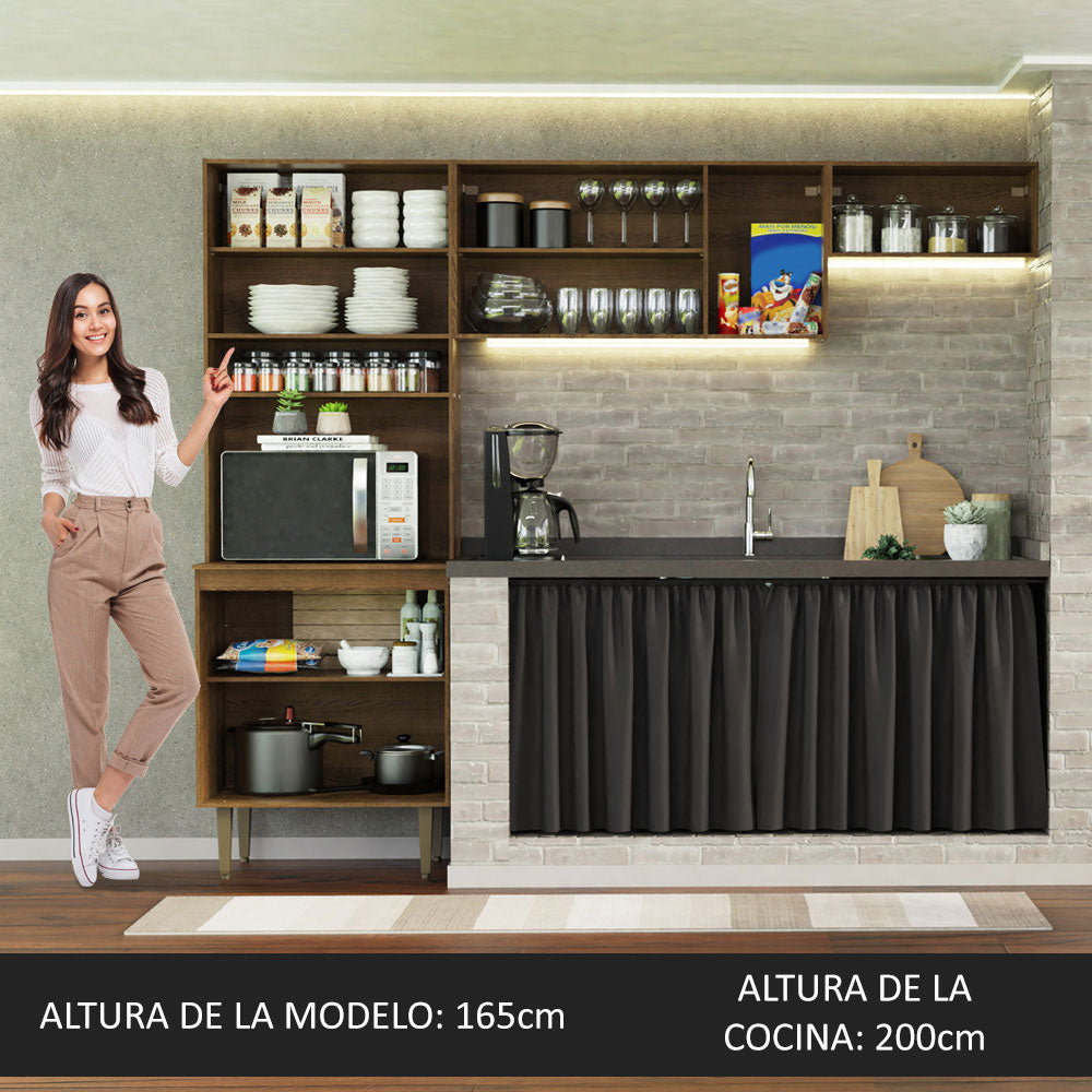 Cocina Compacta 235 cm Marrón/Negro Madesa