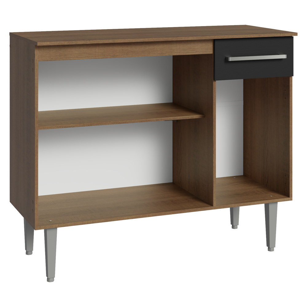 Credenza Bufetera 105cm 3 Puertas 1 Cajón Marrón/Negro