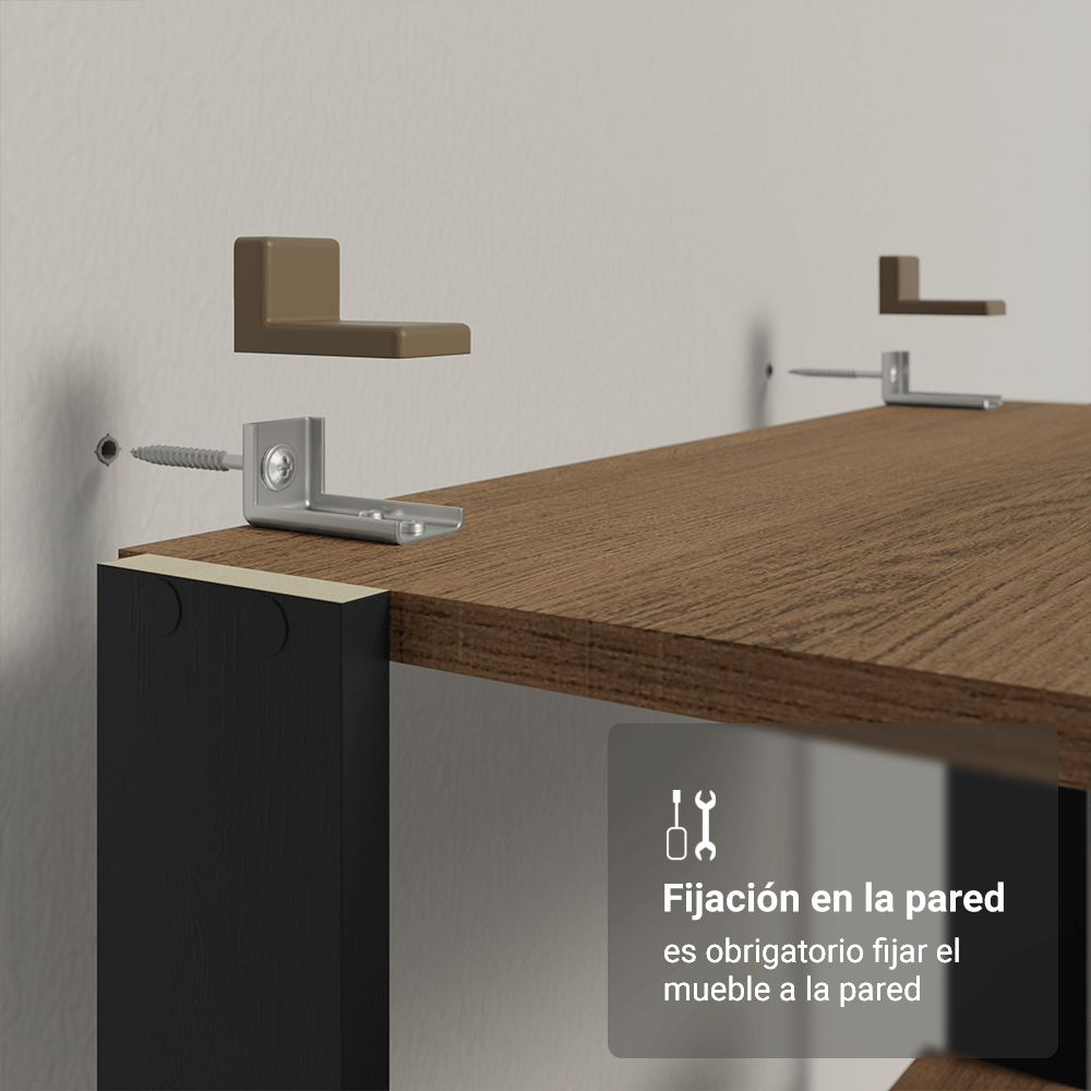 Kit con 2 Estantes Multiuso 5 Niveles 118cm Marrón/Negro