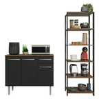 Kit Gabinete Bajo 3 Puertas 1 Cajón y Estante Multiuso Negro/Marrón Madesa