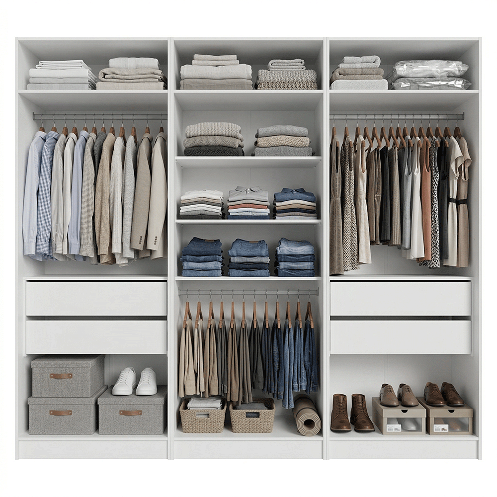 Clóset Modular 240 cm 6 Puertas 4 Cajones Blanco Neo Madesa
