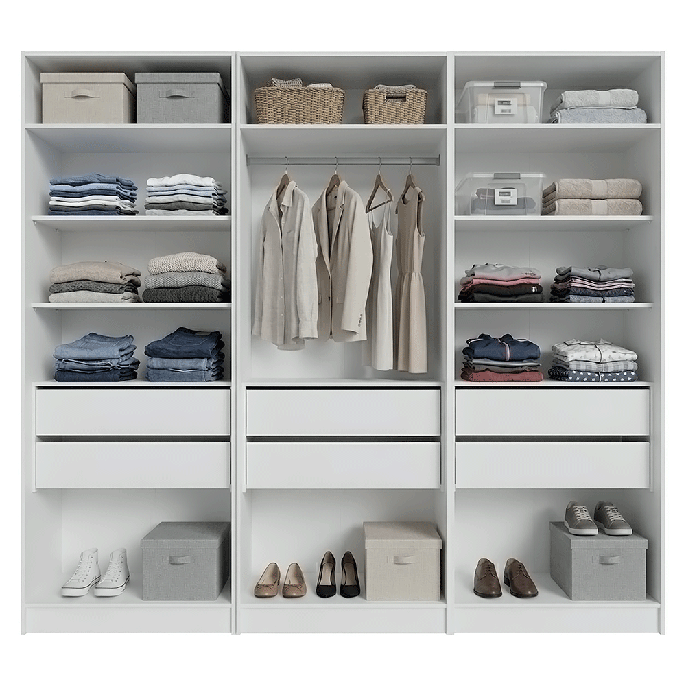 Clóset Modular 240 cm 6 Puertas 6 Cajones Blanco Neo Madesa