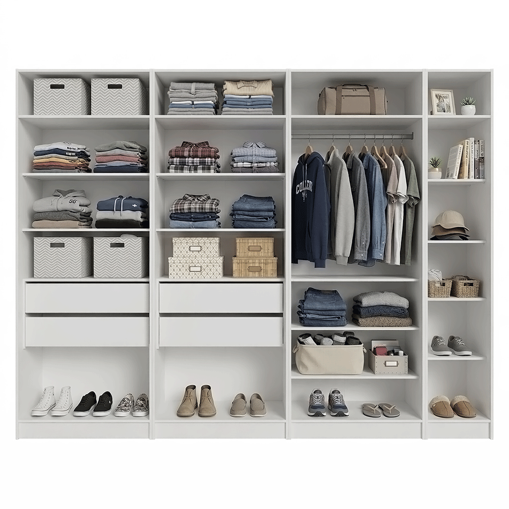 Clóset Modular 280 cm 7 Puertas 4 Cajones Blanco Neo Madesa