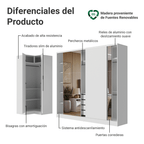 Kit Clóset Esquinero Modular y Clóset Matrimonial 3 Puertas Corredizas con 2 Espejos Blanco Neo Madesa