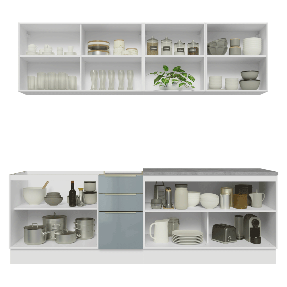 Cocina Integral 240cm Lux Blanco/Gris 05