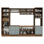 Cocina Integral 320 x 60 cm 9 Puertas 5 Cajones Con Mueble para Horno Marrón/Gris Lux Madesa 01