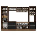Cocina Integral 320 x 60 cm 9 Puertas 5 Cajones Con Mueble para Horno Marrón/Negro Lux Madesa 01