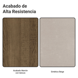 Juego de Comedor Mesa con Encimera de Vidrio y 4 Sillas Rustic/Sintético/Beige Magda