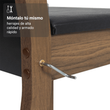 Juego de Comedor Madesa Mesa de Madera + 4 Sillas Color Marrón/Negro Tapizadas en Tela Sintética Negra Talita