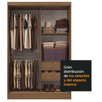 Clóset Soltero 119 cm 2 Puertas Corredizas Con 2 Espejos Marrón Luke Madesa