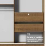 Clóset Soltero Luke 2 Puertas Corredizas Espejo con Pies - Marron
