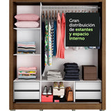 Clóset Matrimonial Lyon Plus 3 Puertas Correderas con Espejos 4 Cajones con Patas Marrón