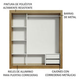 Clóset Matrimonial Lyon 3 Puertas Correderas con Espejo 2 Cajones Marrón