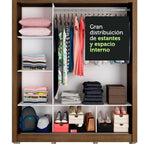 Clóset Matrimonial 170 cm 3 Puertas Corredizas Con 3 Espejos con Patas Marrón Monaco Madesa