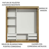 Clóset Matrimonial Lyon Plus 3 Puertas Correderas 4 Cajones Marrón