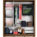 Clóset Matrimonial Lyon 3 Puertas Correderas con Espejos 2 Cajones con Patas Marrón/Blanco