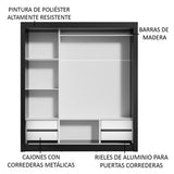 Clóset Matrimonial Lyon Plus 3 Puertas Correderas 4 Cajones Negro/Blanco